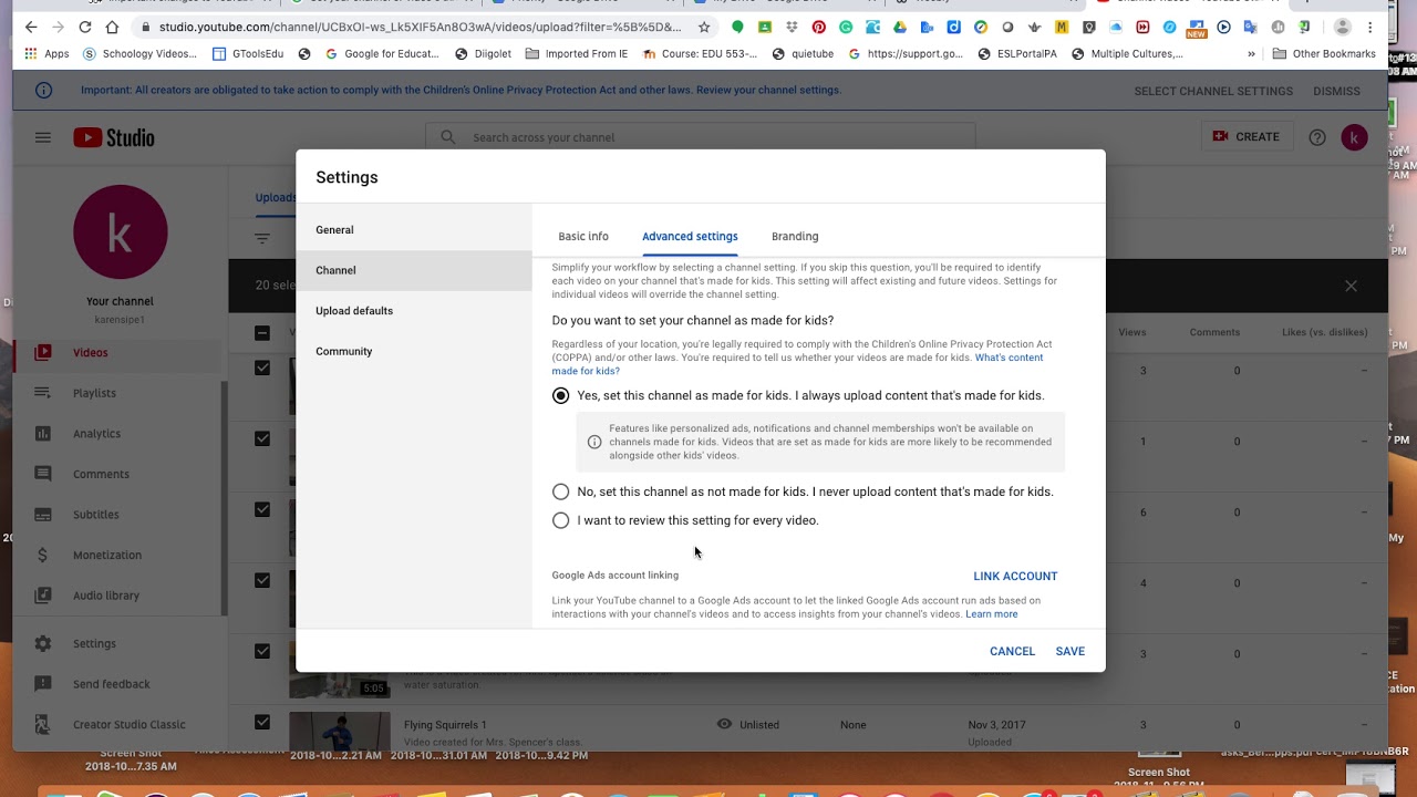 Youtube COPPA Compliance
