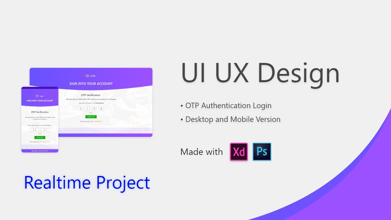 UI UX Design using Adobe XD | OTP Login Design | Sign-in | Login | 2021 ...
