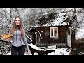 Winter camping in Abandoned cabin | Old wood Stove & Oven cooking | Solo ASMR
