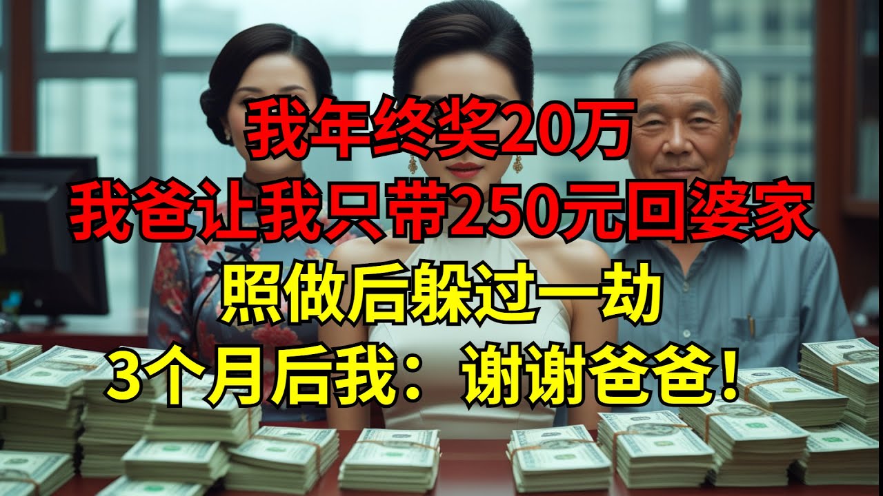 我年终奖20万，我爸让我只带250元回婆家，照做后躲过一劫，3个月后我：谢谢爸爸！
