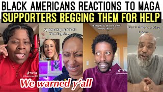 BL🖤CK AMERICANS HILARIOUS 😂 REACTIONS TO MAGA SUPPORTERS BEGGING BLACK FOLKS FOR HELP 