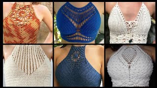 Crochet Summer CropTop Halter Blouses Designs Ideas