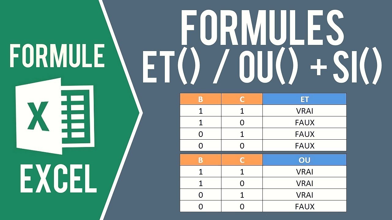 Update EXCEL - FORMULES ET/OU IMBRIQUÉES AVEC LA FORMULE SI