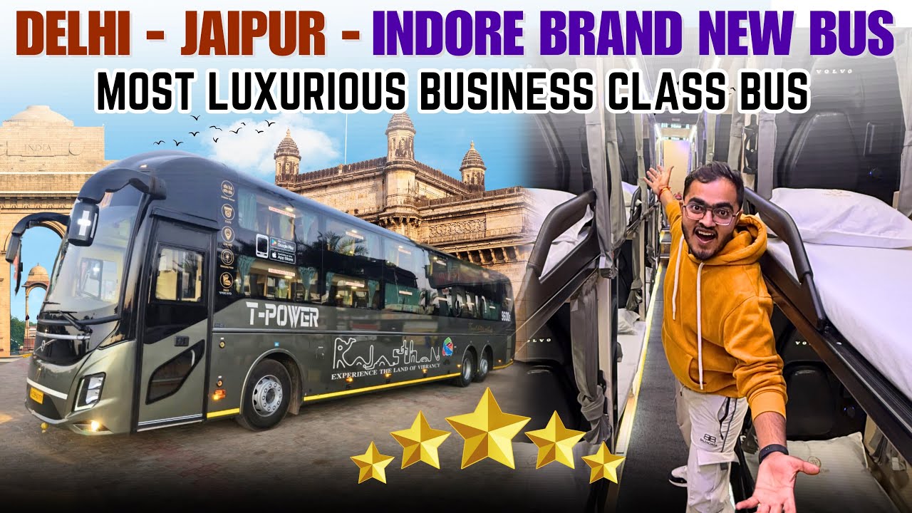 Brand New Delhi - Jaipur - Indore Business Class Volvo Sleeper Bus Journey