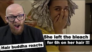 She Left Bleach on for 6 HOURS?! Hairdresser Reacts to Epic Hair Fail!