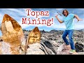 Breaking Out Topaz Crystals from HUGE Boulder!