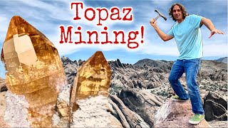 Breaking Out Topaz Crystals from HUGE Boulder!