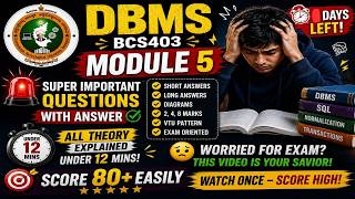 🚨 DBMS Module 5 | Super Important Q&A | Score 80+ Easily | BCS403 | VTU 2022 #sporifiilearn