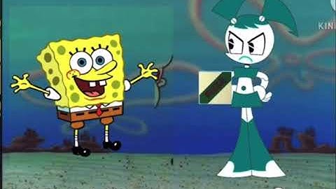 Jenny wakeman trying to get a pizza from SpongeBob 🤖🧽🍕