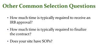 Investigator and Site Qualifications