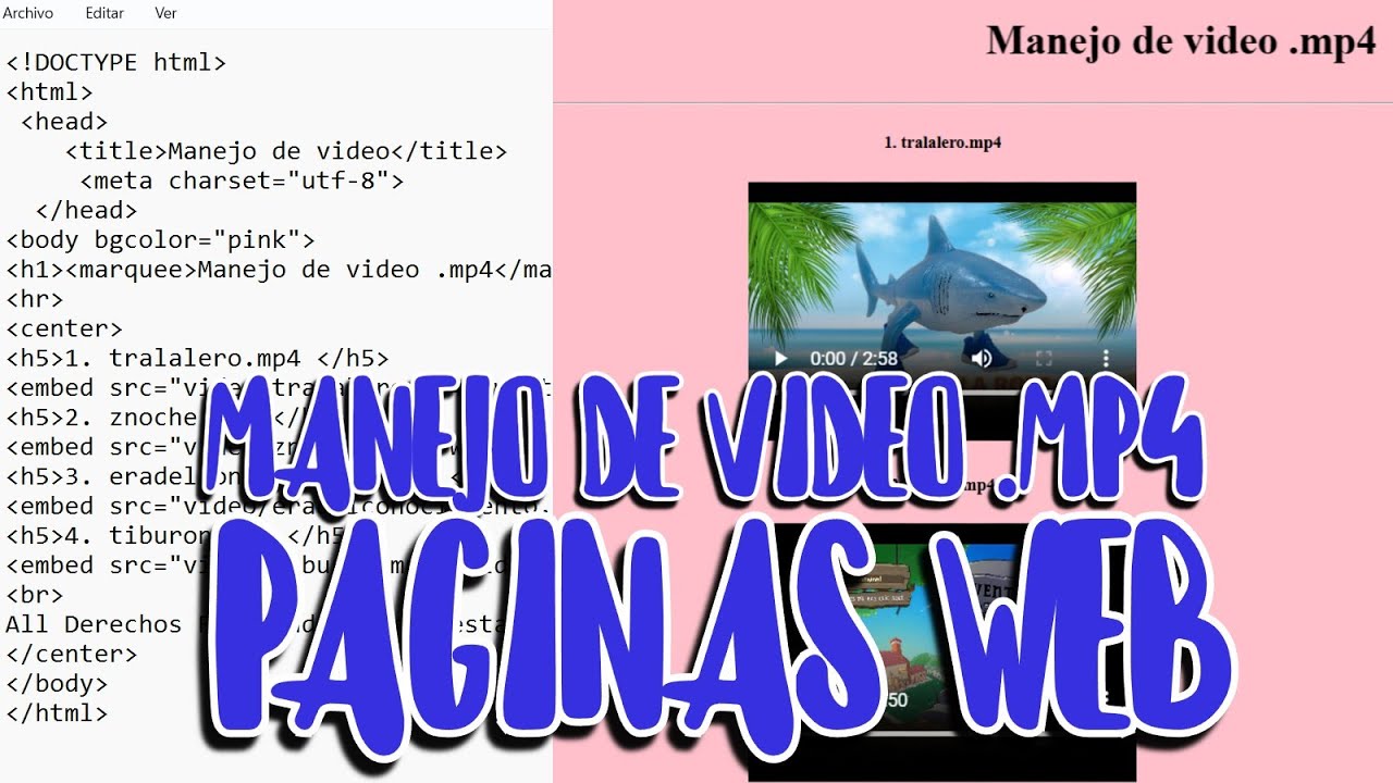 Insertar Video .mp4 en una pagina web en HTML #tutoriales #html # ...