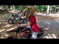 Kid wrecks his dad's pitbike. Oh no!