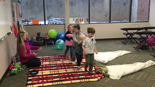 Kindermusik class - playground, trains, metronome, accelerando and ritardando