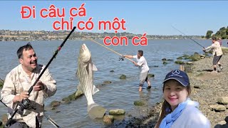 Hôm nay đi câu cá chỉ có một con cá. do em chi câu dính đó .