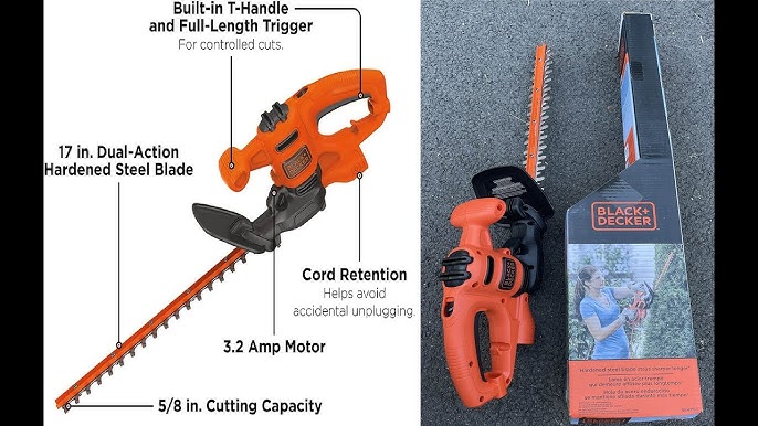 BLACK+DECKER Electric Hedge Trimmer, 22-Inch Blade, Corded (BEHT350FF)  Orange