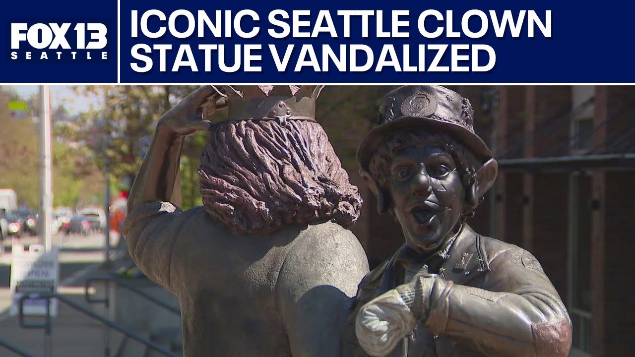 Iconic Seattle clown statue vandalized | FOX 13 Seattle - YouTube