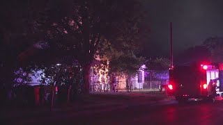 House becomes fully engulfed in flames; nearby power lines also damaged
