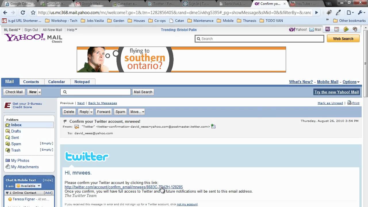 Verifying Your Email Account With Twitter Youtube