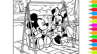 Disney Coloring Mickey Mouse & Minnie Mouse, Rain, Rain, Go Away 🌧, Ride a Bike | Coloring Pages