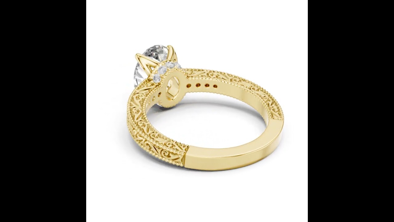 Oval Cut Milgrain Channel Set Wedding Ring