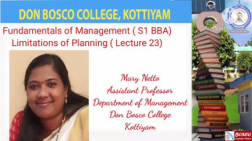 LECTURE 23- FUNDAMENTALS OF MANAGEMENT ( S1 BBA)LIMITATIONS OF  PLANNING
