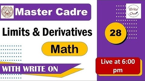 Math Master Cadre |Limits & Derivatives| Ch - 04|New Classes | Full Course| Free of Cost| Valuable