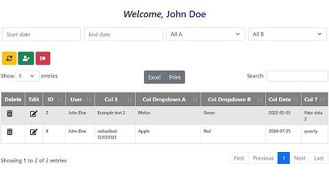 Apps Script - Login Form V.6.5x | POPUP CRUD | Datatables | Reset Date Range Filters (Demo 2)