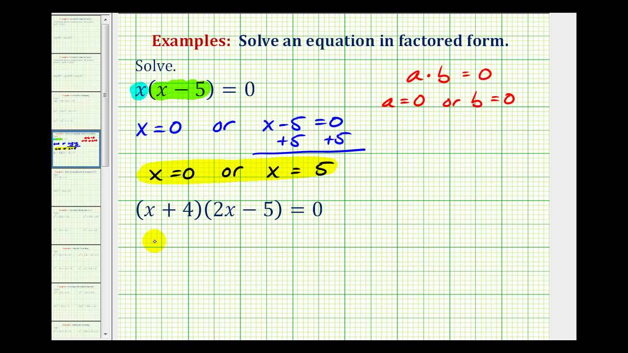 Ex: Solve an Equation in Factored Form