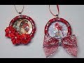 DIY~Beautiful Wrapped Ribbon Christmas Card Wreath Ornaments!