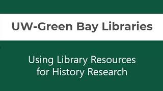 Using Library Resources for History Research
