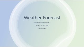 Weather Forecast Project