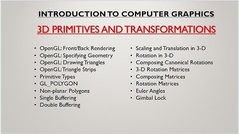 3D Transformation- Introduction to Computer Graphics