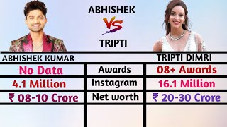 Celebrity ABHISHEK KUMAR VS TRIPTI DIMRI || Comparison Video, Net Worth, Awards, Per movie fees, month income. Net Worth