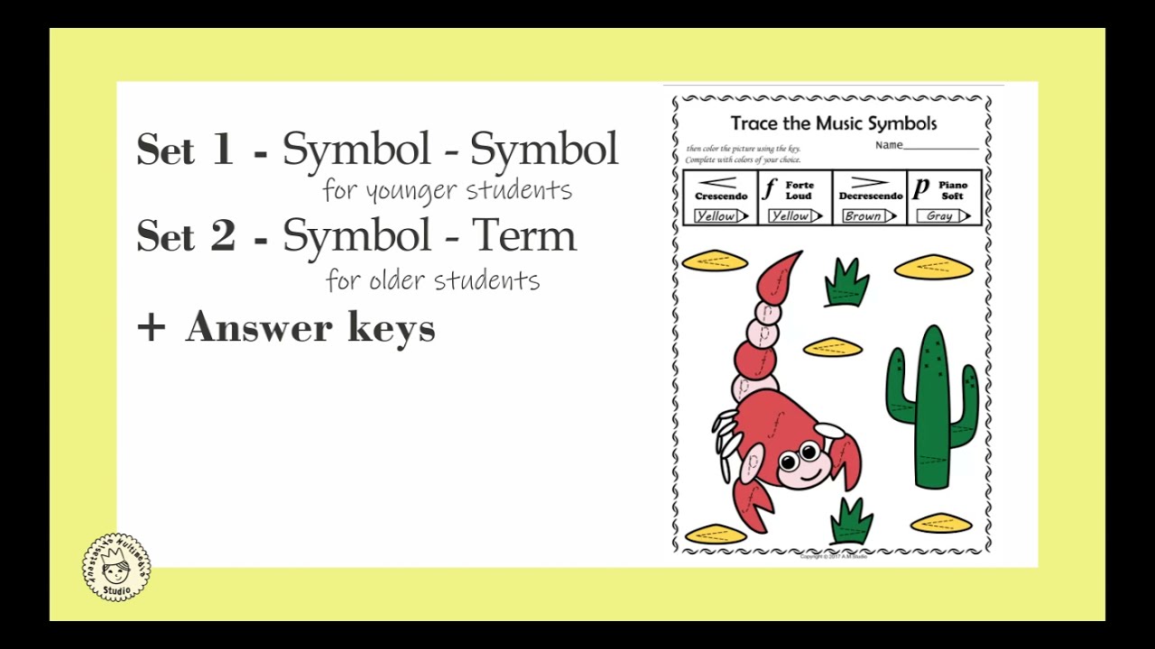 music trace and color worksheets for young musicians youtube