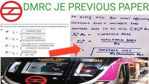 DMRC JE ELECTRICAL PREVIOUS YEAR(2018) PAPER WITH SOLUTION PART-2