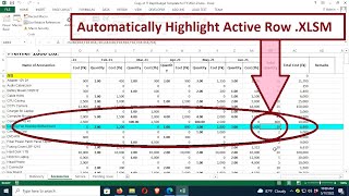 Automatically Highlight Active Row in Excel | swift learn