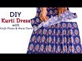 DIY Kurti Dress Cutting & Stitching | Latest Dress Design with Knife Pleats & Waist Darts