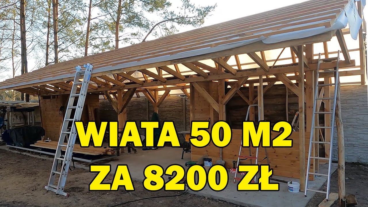 139. Konstrukcja wiaty bez słupów z jednej strony