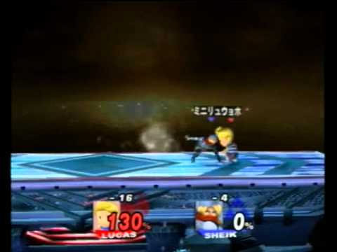 [SSBB]シーク掴み抜け空キャン上スマ地上受け身[Sheik]