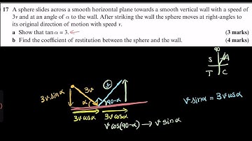 Further Mechanics 1 Chapter 5 Elastic Collisions in Two Dimensions Part 14 Ex 5A Question 17