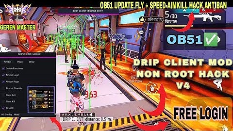DRIP CLIENT V1.4 NEW UPDATE OB 51 VIDEO FREE FIRE HACK ALL SERVER OPP WORK ALL DEVICE WORKING 