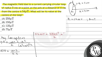 The magnetic field due to a current carrying circular loop of radius \( 3 \mathrm{~cm} \) at a p...