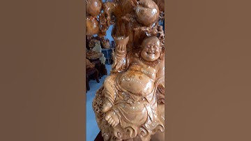 Tượng phật di lặc ngồi gốc đào gỗ nu nghiến #đồgỗmỹnghệcaocấp  #tượngphậtdilặc #trending