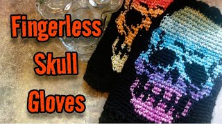 Crochet Skull Fingerless Gloves