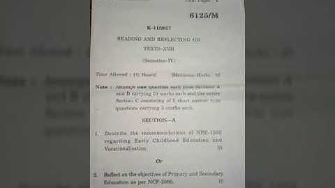READING AND REFLECTING ON TEXTS-XXii || QUESTION PAPER