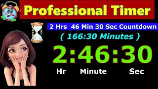 Timer Countdown 166:30 Minutes [Reverse Time] 2 Hr 46 Min 30 Sec | Digital Clock | Whatsapp Status