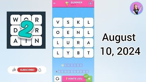 WordBrain 2 Summer Event Day 8 August 10, 2024