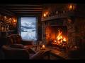 Scottish Highlands Pub Ambience | Snowstorm, Cozy Celtic Tavern Music &amp; Fireplace Sounds