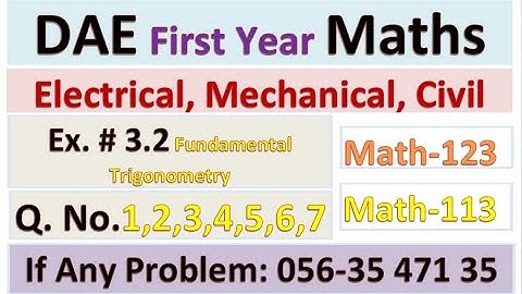 Lec. 13 |Math 123 113 |DAE 1st Year App. Math|Fundamental Trigonometry | Ex 3.2 & 5.2|Q 1 2 3 4 5. |