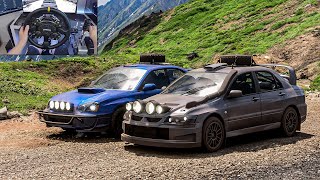 Rally Convoy 612HP Mitsubishi Lancer EVO VIII & 550HP Subaru WRX STI - Forza Horizon 5 | Moza R16